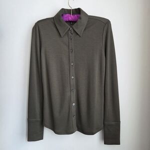 Banana Republic Olive NWT Long Sleeve Polo Button-Up Knit Shirt  XS